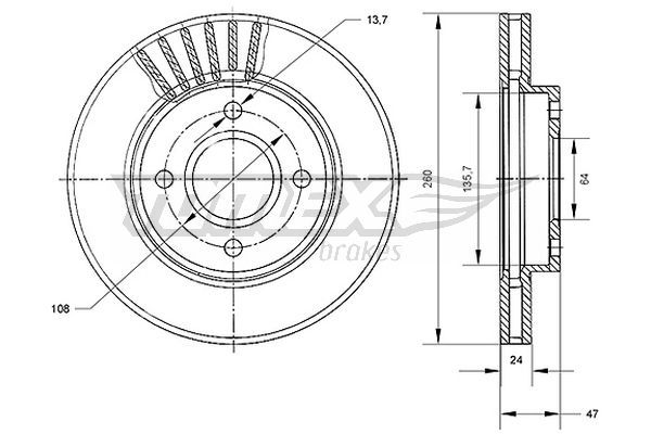 TOMEX BRAKES stabdžių diskas TX 70-43